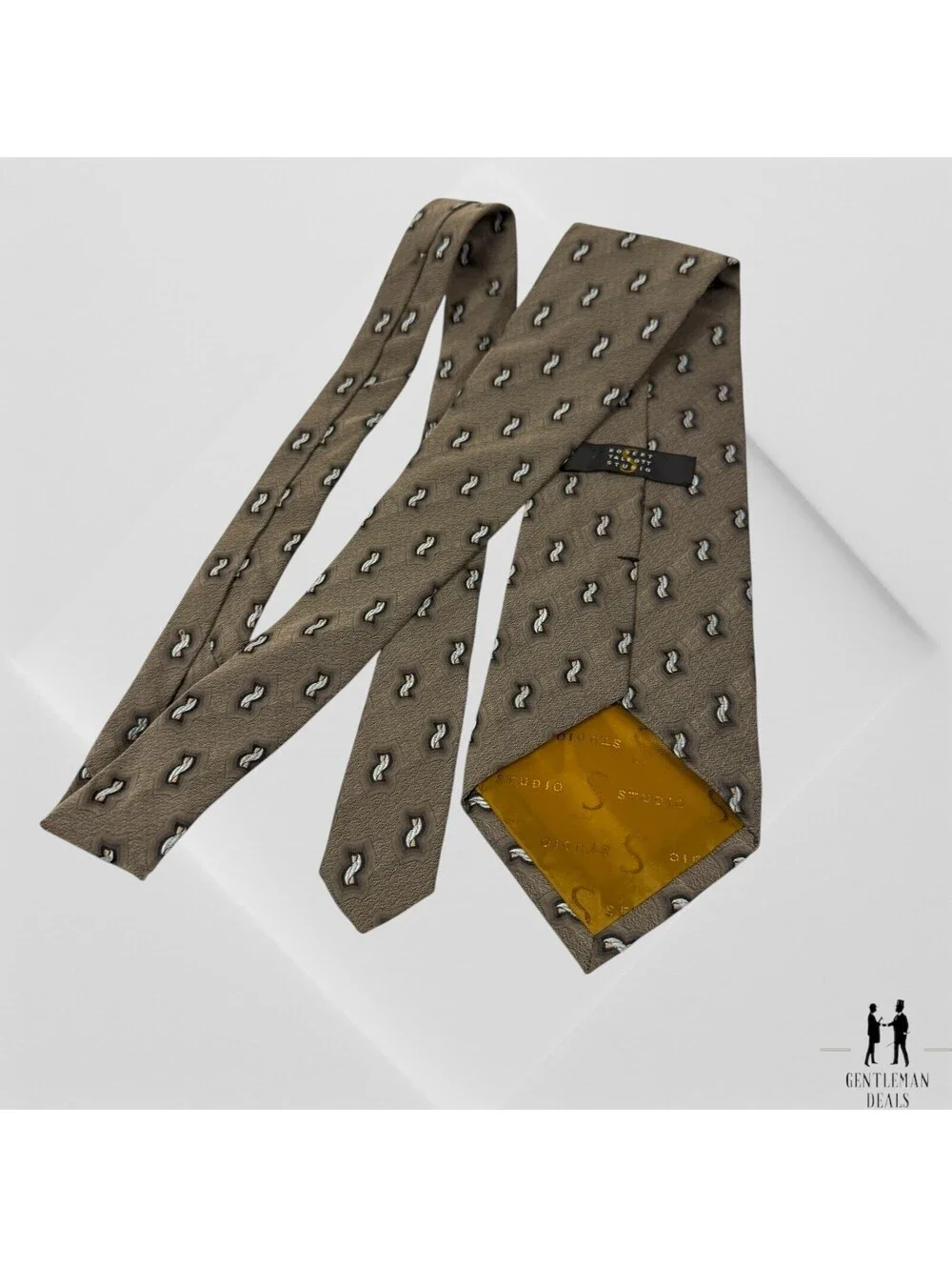 Robert Talbott Studio Mens Tie Silk Striped Necktie Brown Jacquard 57x3.3/4